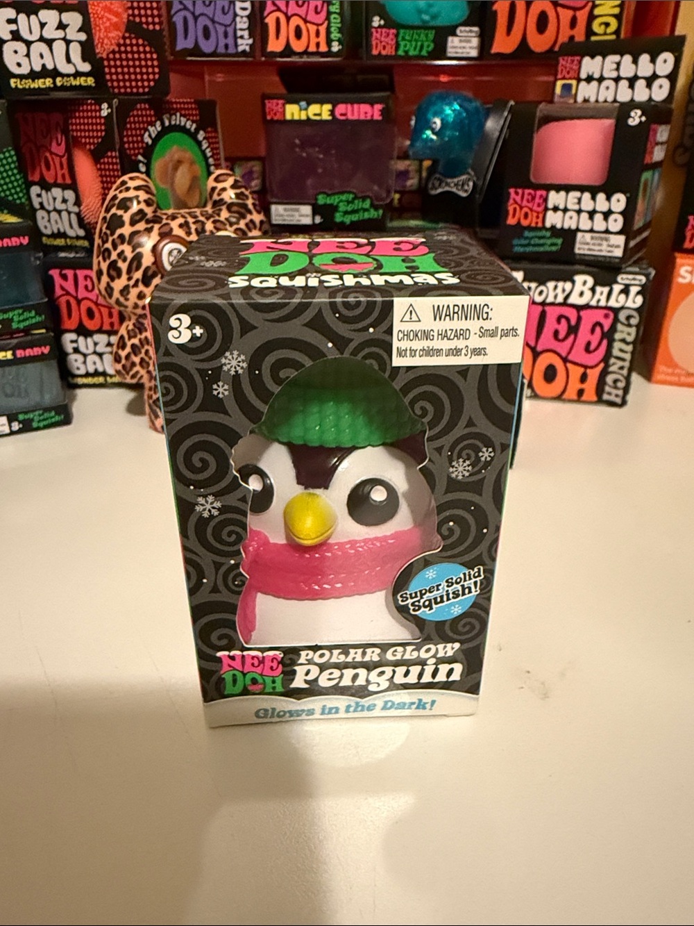 NeeDoh Polar Glow Penguin - Pink & Green (Hard to Find!)